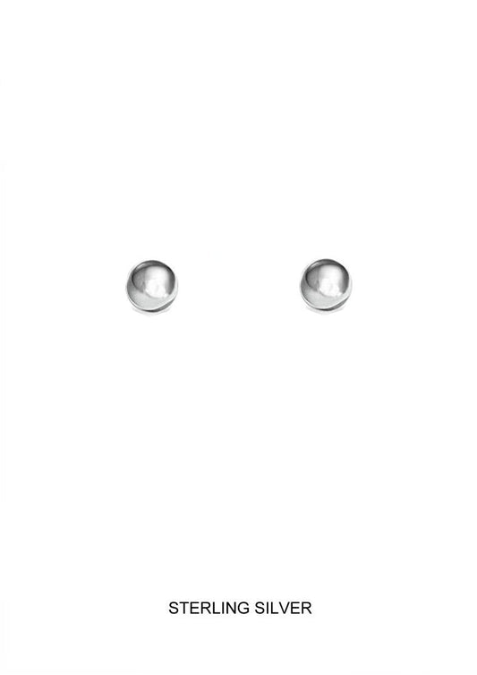 Silver Ball Stud Earrings - 6mm