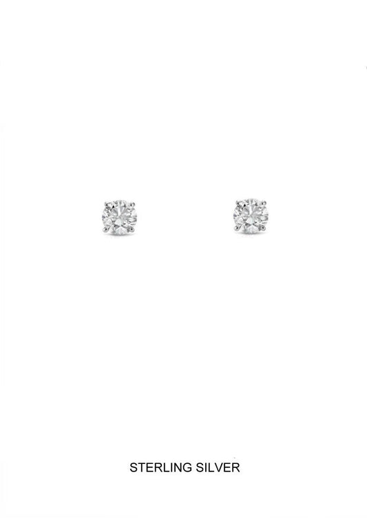 Silver 6mm Round CZ Stud