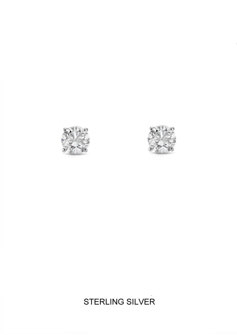 Silver 8mm Round CZ Stud
