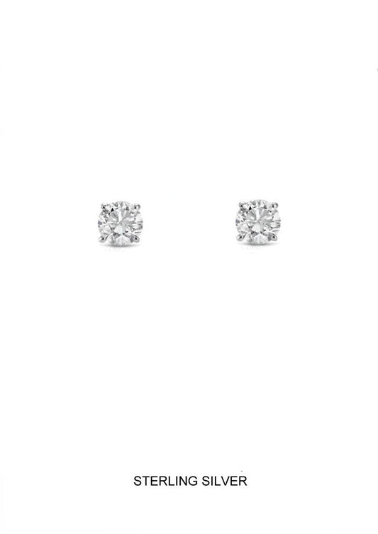 Silver 8mm Round CZ Stud