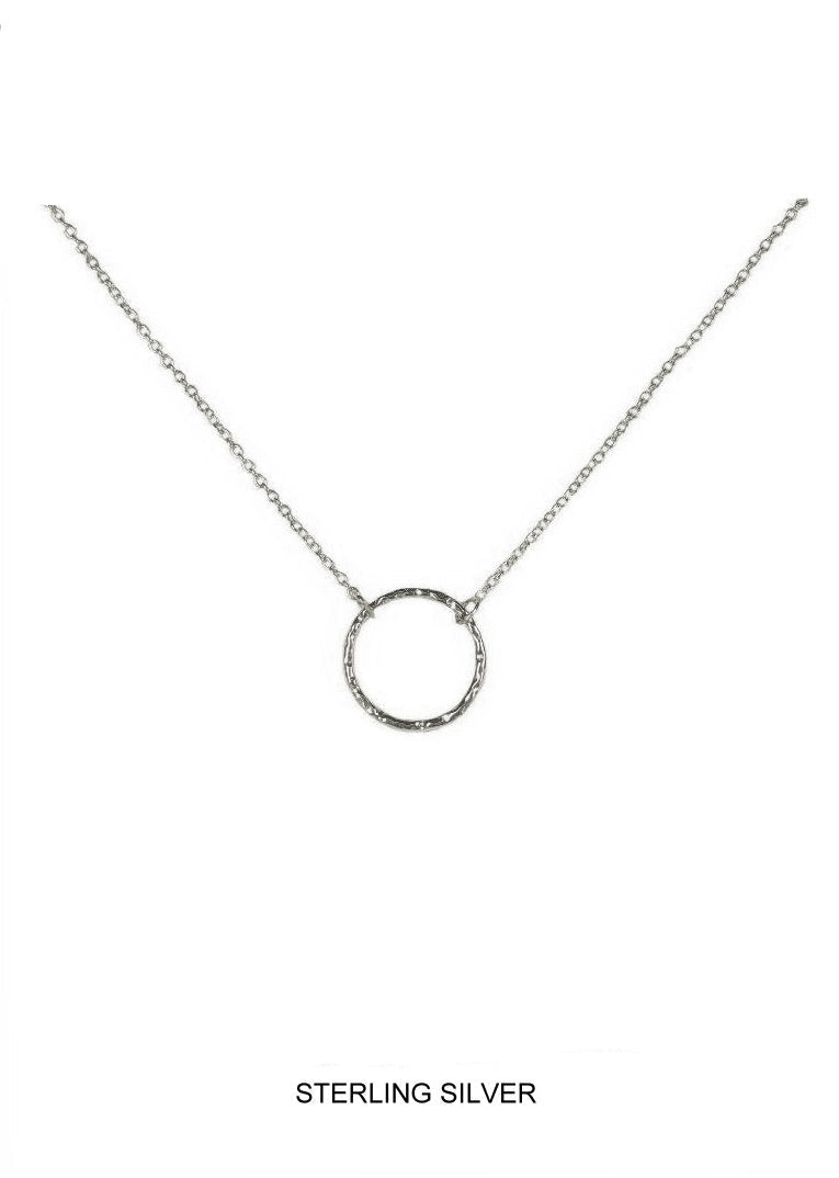 Aura - Silver Hammered Circle Necklace