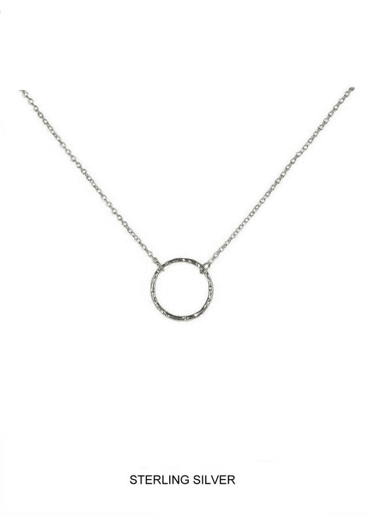 Aura - Silver Hammered Circle Necklace