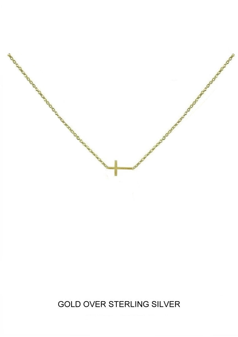 Resolute - Gold Sideways Cross Kids Necklace