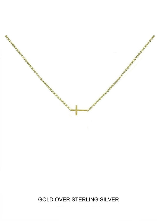 Resolute - Gold Sideways Cross Kids Necklace