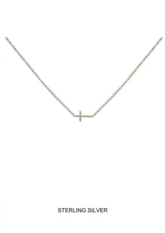 Resolute - Silver Sideways Cross Kids Necklace