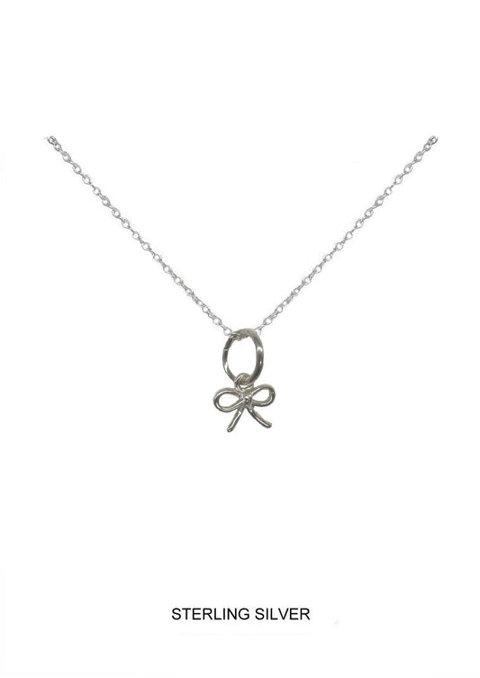 Little Ribbon - Silver Small Bow Kids Necklace