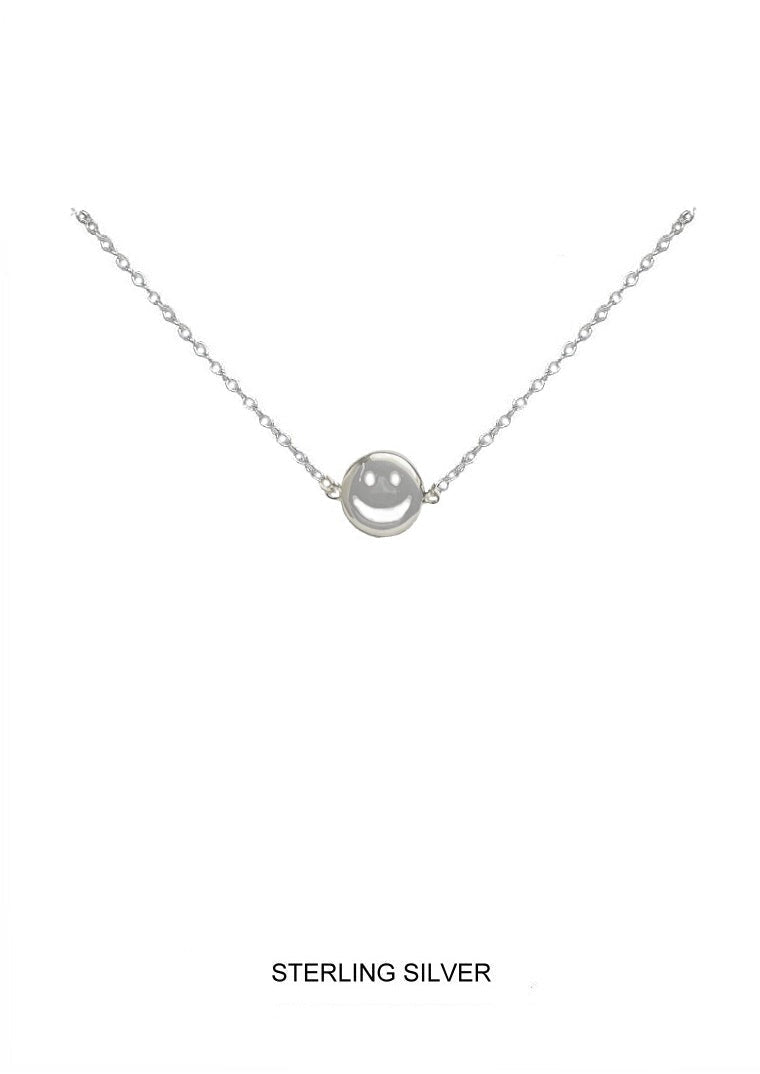 Smiley Face Kids Necklace - Silver