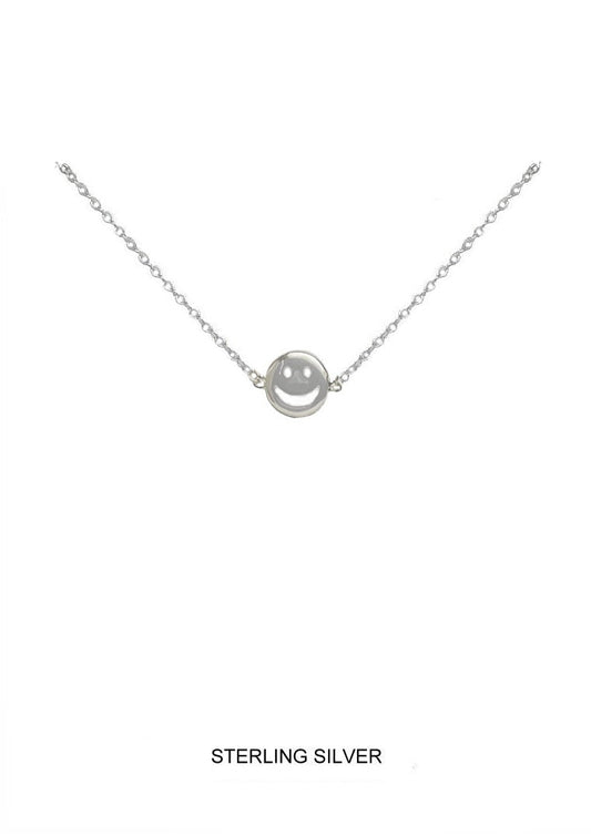 Smiley Face Kids Necklace - Silver