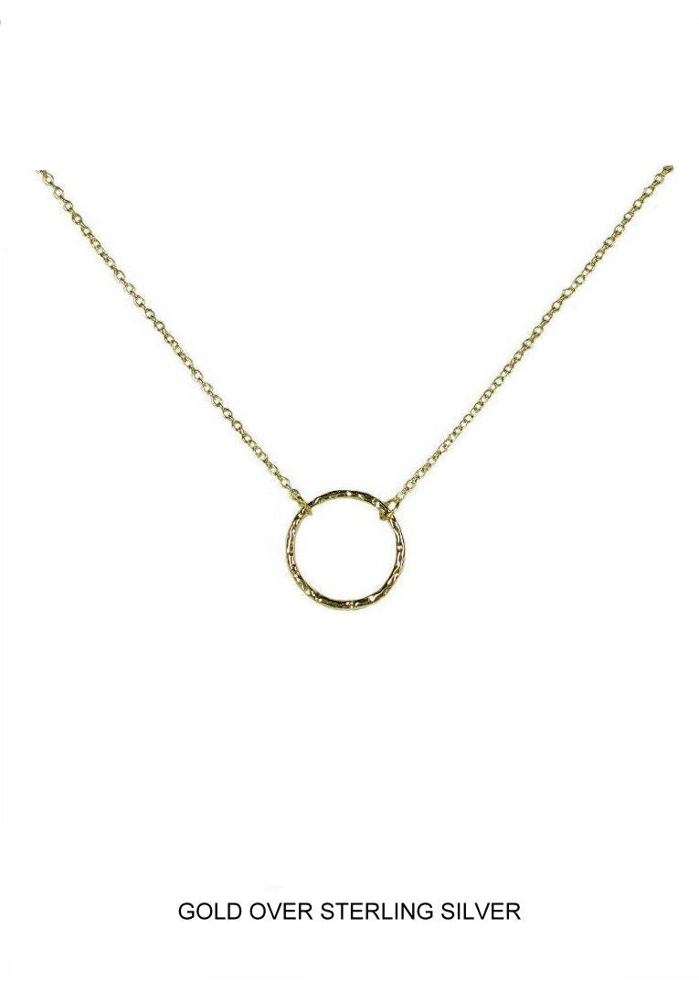 Aura - Gold Hammered Circle Necklace