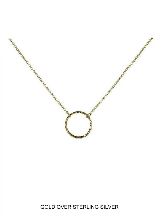 Aura - Gold Hammered Circle Necklace