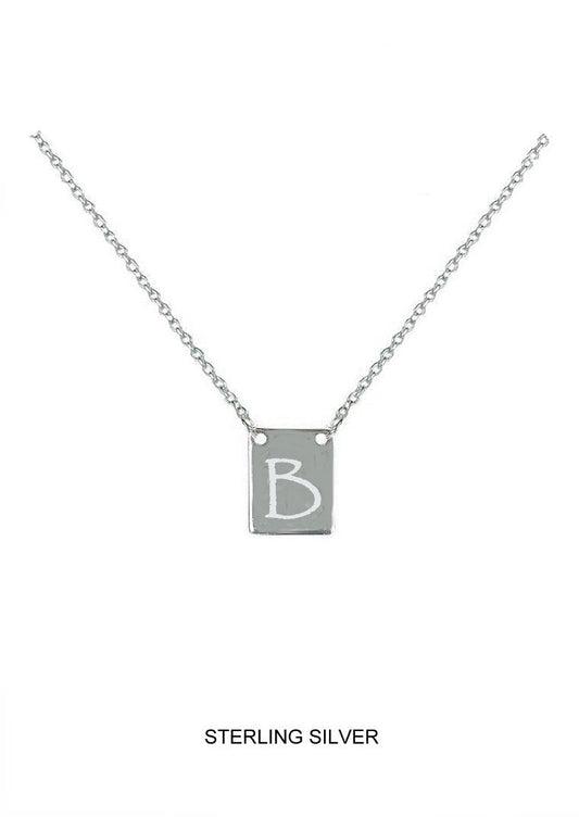 Custom Engraved Initial Necklace - Silver