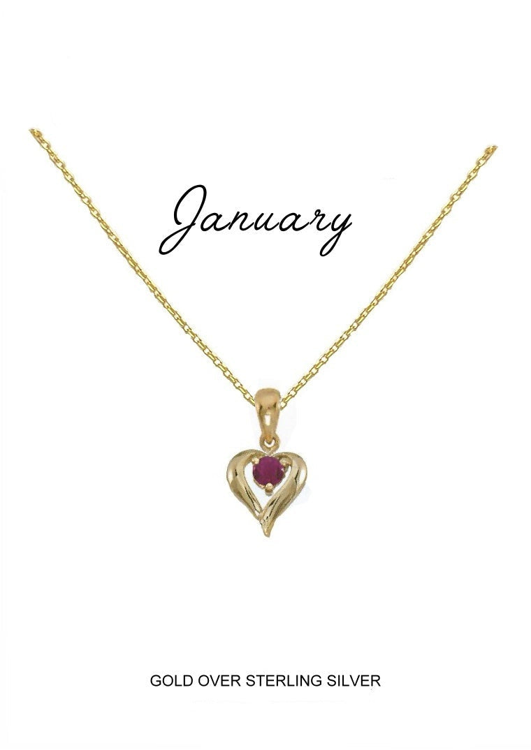 January Birthstone Heart Pendant