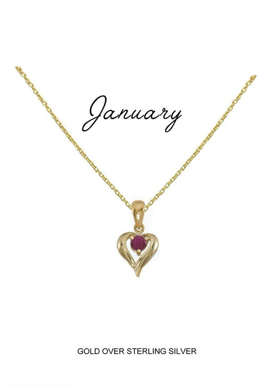 January Birthstone Heart Pendant