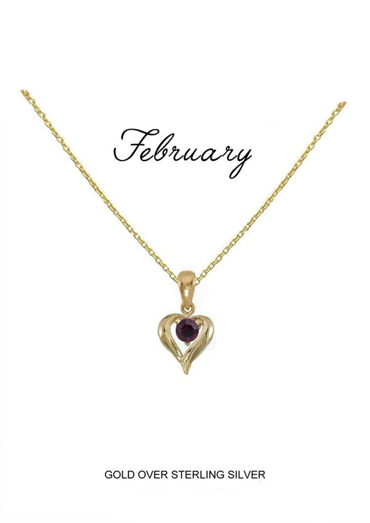 February Birthstone Heart Pendant