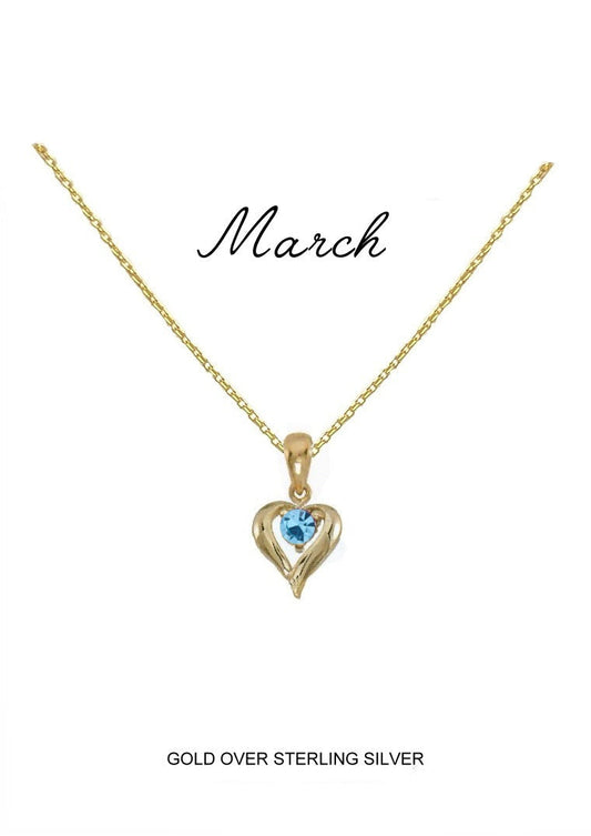 March Birthstone Heart Pendant