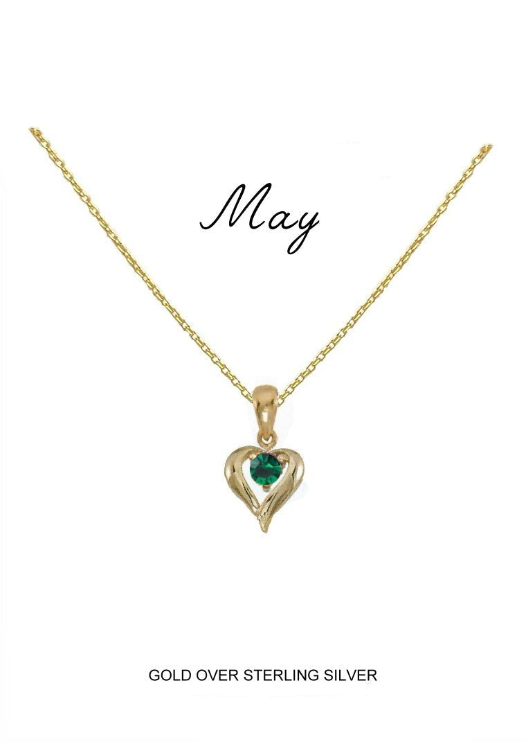 May Birthstone Heart Pendant
