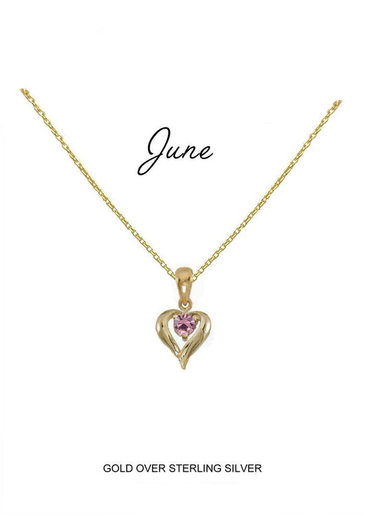June Birthstone Heart Pendant