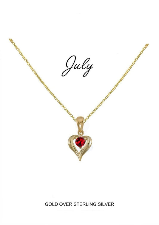 July Birthstone Heart Pendant