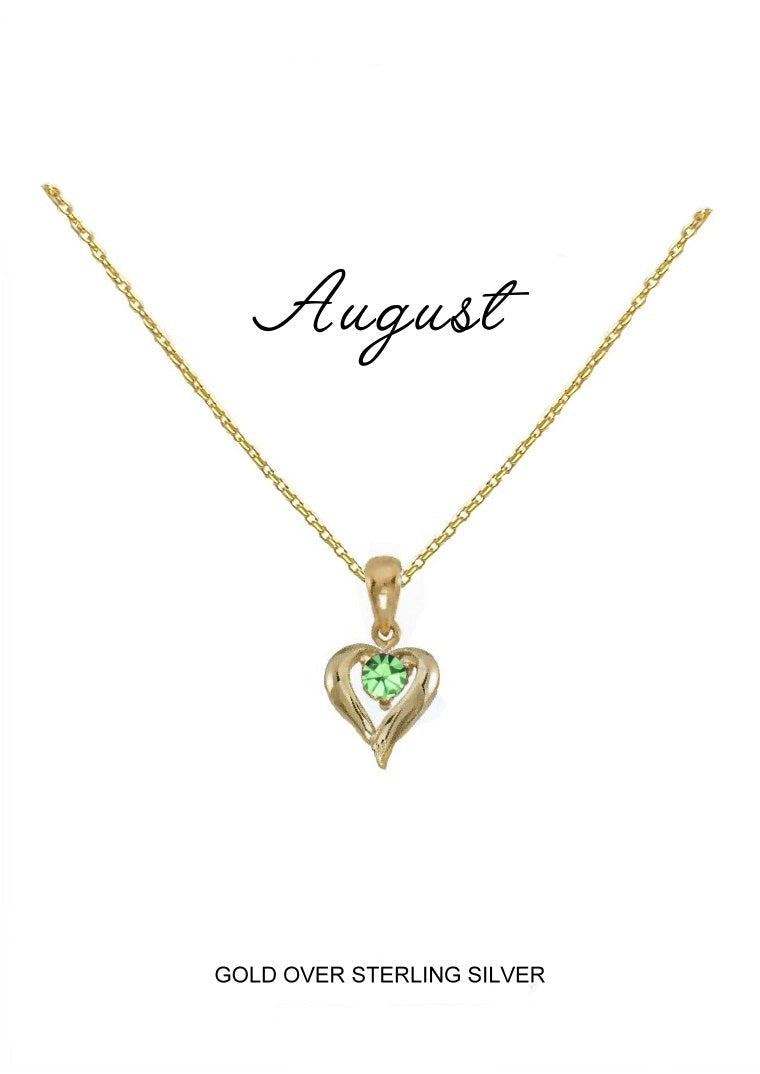 August Birthstone Heart Pendant