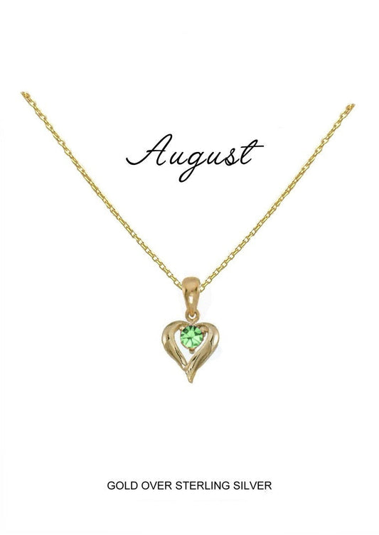 August Birthstone Heart Pendant