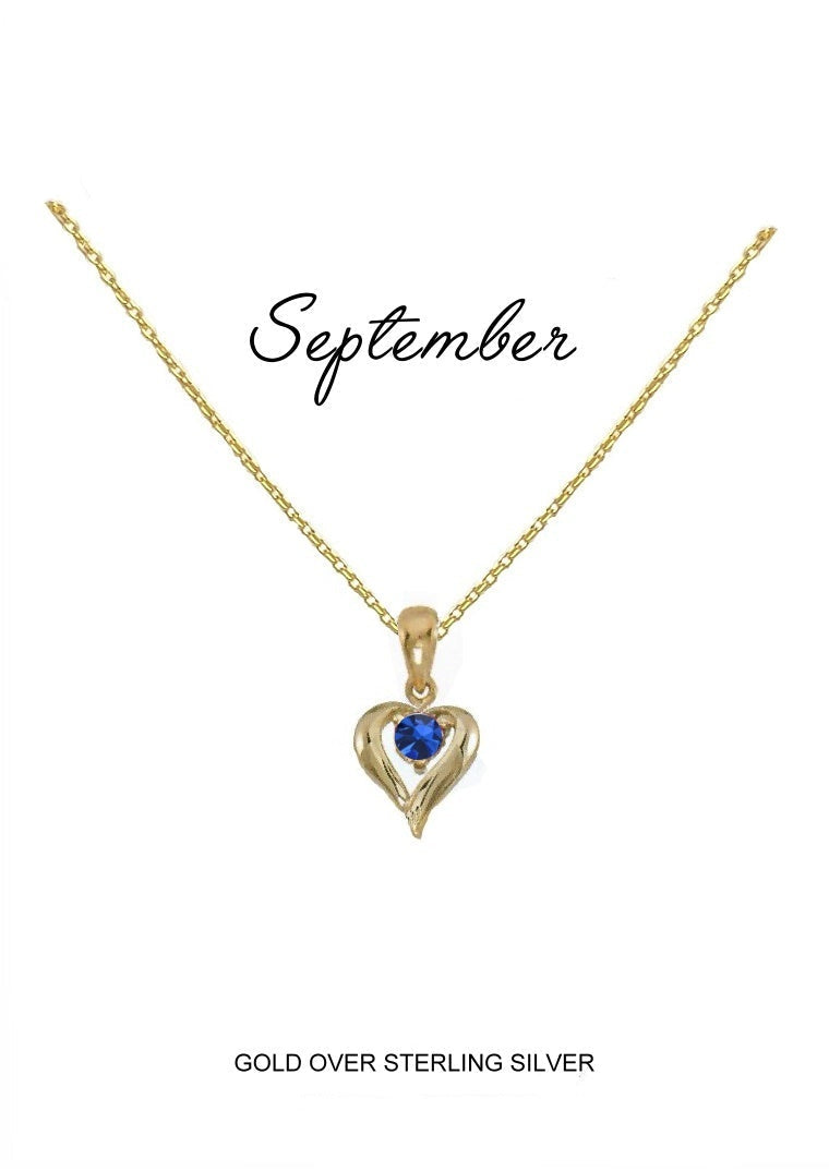 September Birthstone Heart Necklace