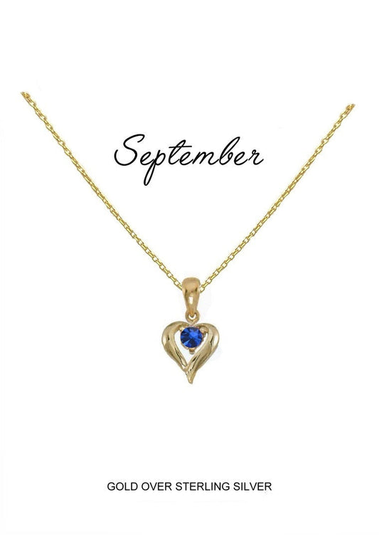 September Birthstone Heart Necklace