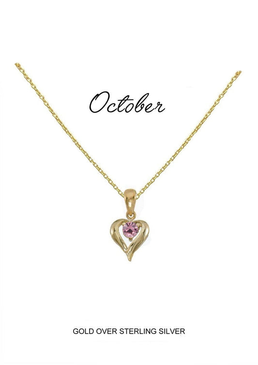 October Birthstone Heart Necklace