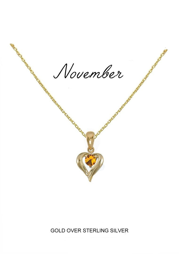 November Birthstone Heart Pendant