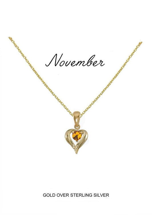 November Birthstone Heart Pendant