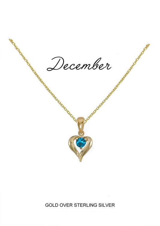 December Birthstone Heart Pendant