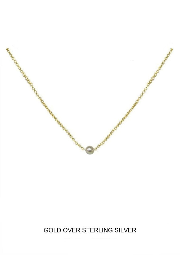 "I'm One" - Petite Pearl Necklace, Gold