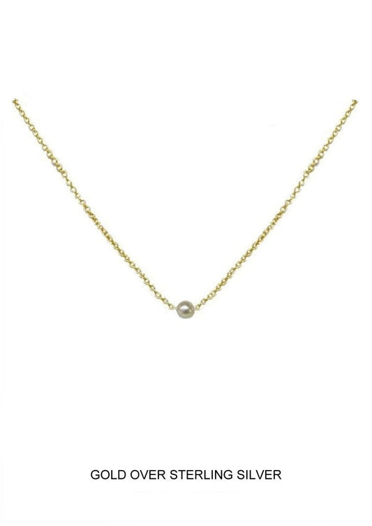 "I'm One" - Petite Pearl Necklace, Gold