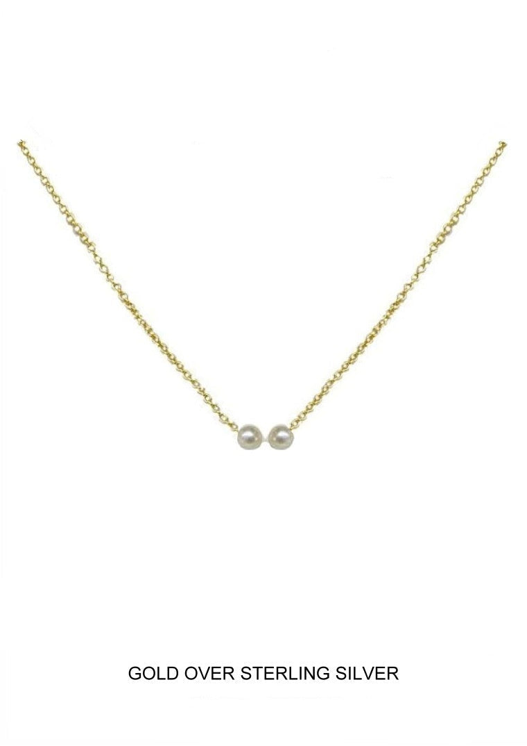 "I'm Two" - Petite Pearl Necklace, Gold