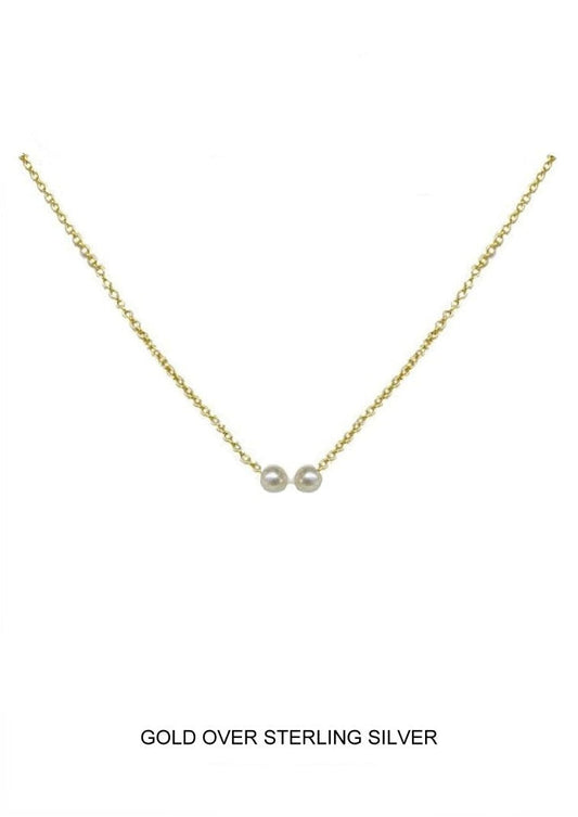 "I'm Two" - Petite Pearl Necklace, Gold