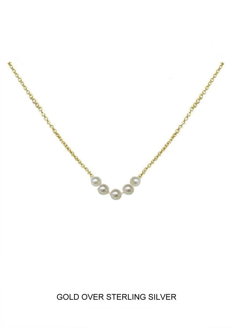 "I'm Four" - Petite Pearl Necklace, Gold