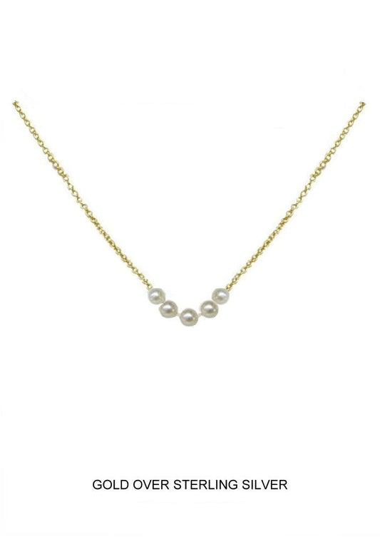 "I'm Four" - Petite Pearl Necklace, Gold