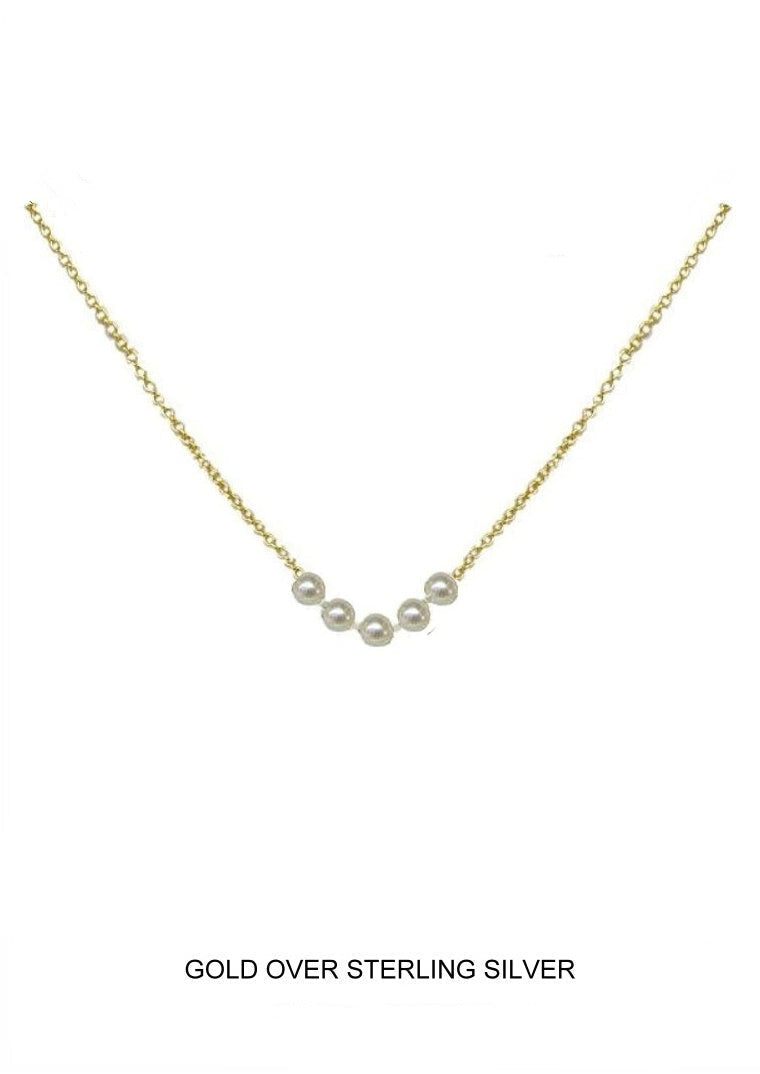 "I'm Five" - Petite Pearl Necklace, Gold