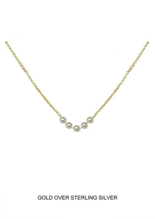 "I'm Five" - Petite Pearl Necklace, Gold