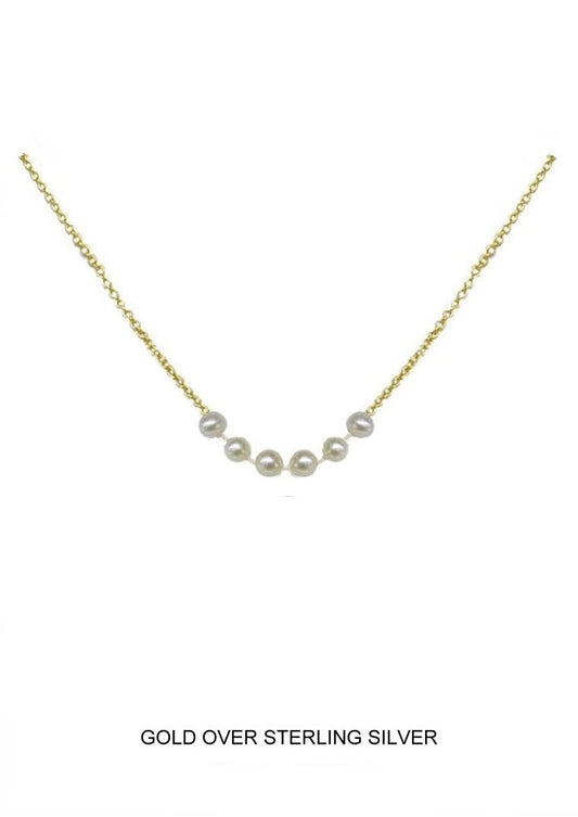 "I'm Six" - Petite Pearl Necklace, Gold