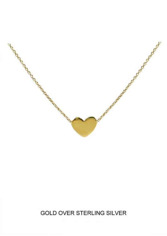 Small Flat Polished Gold Heart, with 16" chain