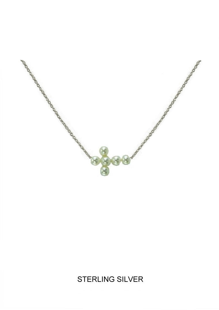 Eternity Pearl Cross - Silver