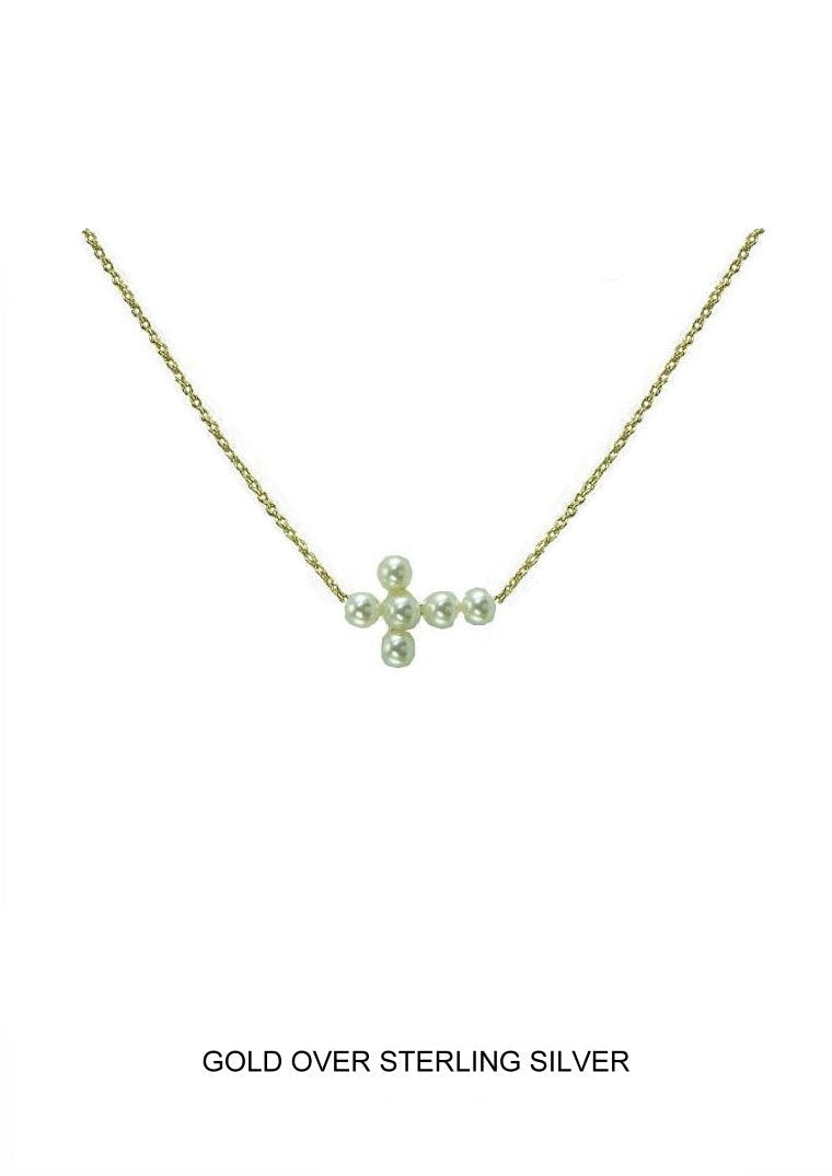 Eternity Pearl Cross - Gold