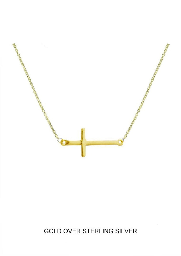 Abide - Horizontal Gold Cross Necklace