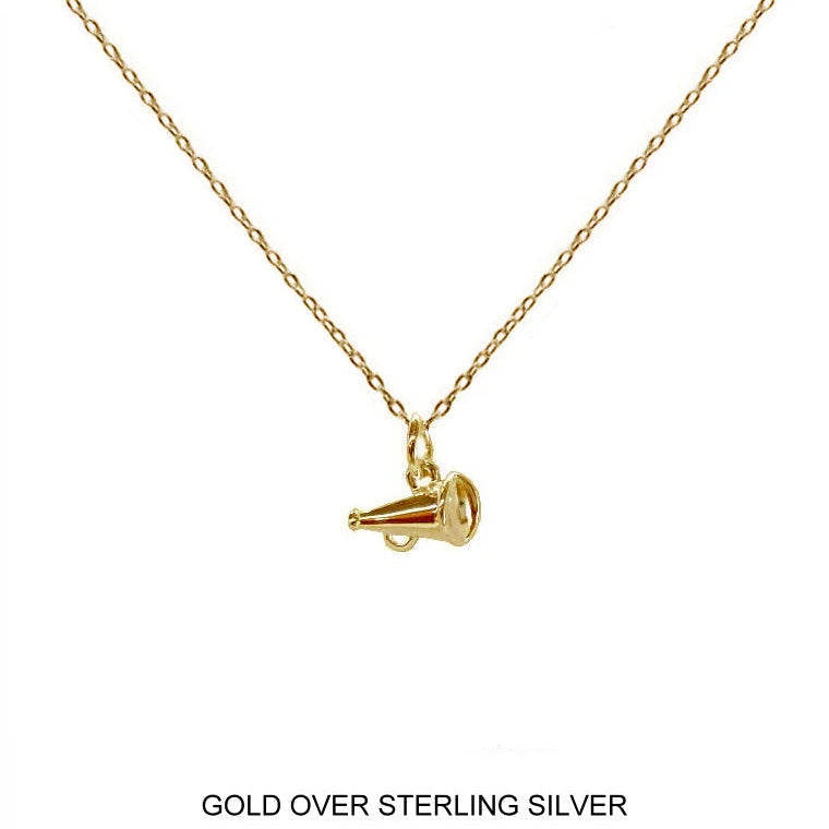 Megaphone Charm Necklace In Gold Over Sterling Silver