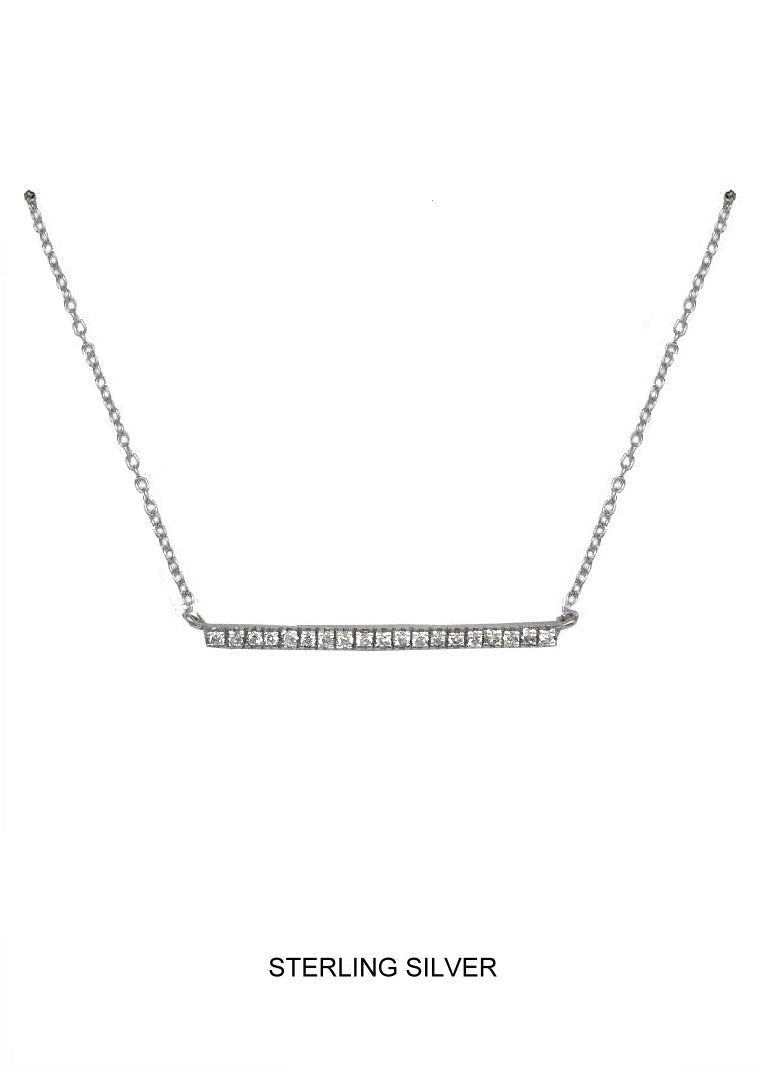 Luminary - Silver CZ Straight Bar Necklace