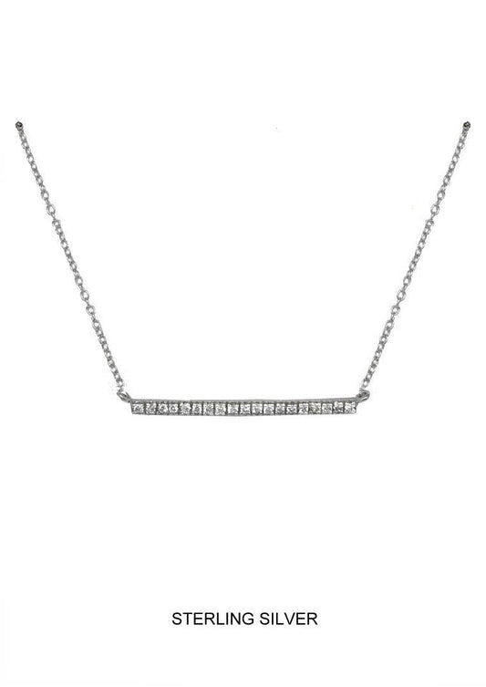 Luminary - Silver CZ Straight Bar Necklace