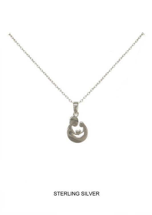 Mother & Child Pendant Necklace - Silver
