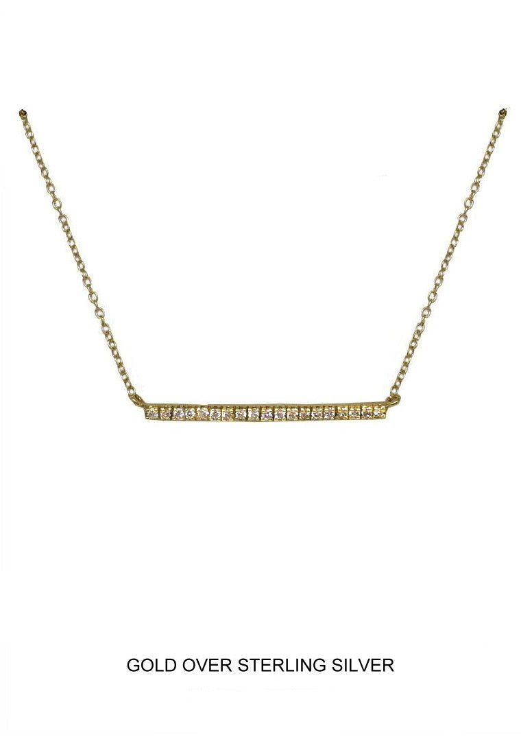 Luminary - Gold CZ Straight Bar Necklace