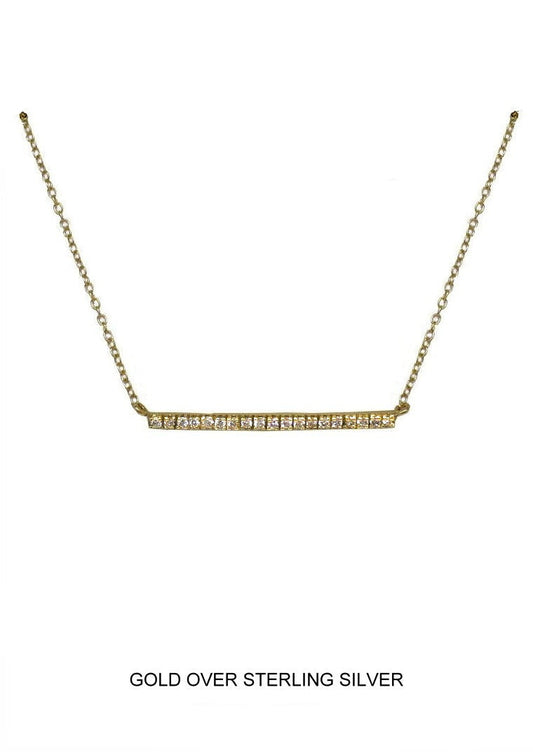 Luminary - Gold CZ Straight Bar Necklace
