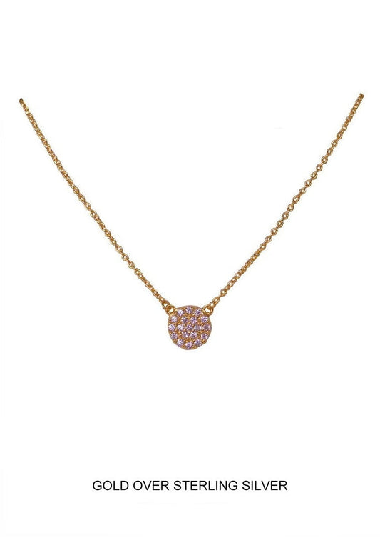 Luna Glow – Gold Pavé CZ Disc Necklace